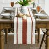 Artoid Mode Dark Blue Farmhouse Woven Rustic Table Runner, Seasonal Holiday Hollow Kitchen Dining Table Decoration for Home Party Decor 12×72 Inch(Caramel)