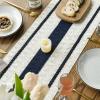 Artoid Mode Dark Blue Farmhouse Woven Rustic Table Runner, Seasonal Holiday Hollow Kitchen Dining Table Decoration for Home Party Decor 12×72 Inch(Dark Blue)