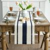 Artoid Mode Dark Blue Farmhouse Woven Rustic Table Runner, Seasonal Holiday Hollow Kitchen Dining Table Decoration for Home Party Decor 12×72 Inch(Dark Blue)