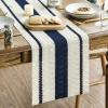 Artoid Mode Dark Blue Farmhouse Woven Rustic Table Runner, Seasonal Holiday Hollow Kitchen Dining Table Decoration for Home Party Decor 12×72 Inch(Dark Blue)