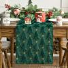 Artoid Mode Christmas Trees Green Soft Plush Faux Fur Jacquard Christmas Table Runner, Holiday Kitchen Dining Table Decoration for Home Party Decor 13×72 Inch(Green Gold)