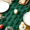 Artoid Mode Christmas Trees Green Soft Plush Faux Fur Jacquard Christmas Table Runner, Holiday Kitchen Dining Table Decoration for Home Party Decor 13×72 Inch(Green)