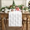 Artoid Mode Christmas Trees Green Soft Plush Faux Fur Jacquard Christmas Table Runner, Holiday Kitchen Dining Table Decoration for Home Party Decor 13×72 Inch(White)
