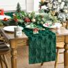 Artoid Mode Christmas Trees Green Soft Plush Faux Fur Jacquard Christmas Table Runner, Holiday Kitchen Dining Table Decoration for Home Party Decor 13×72 Inch(Green)