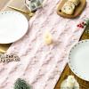 Artoid Mode Christmas Trees Green Soft Plush Faux Fur Jacquard Christmas Table Runner, Holiday Kitchen Dining Table Decoration for Home Party Decor 13×72 Inch(Pink)
