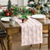 Artoid Mode Christmas Trees Green Soft Plush Faux Fur Jacquard Christmas Table Runner, Holiday Kitchen Dining Table Decoration for Home Party Decor 13×72 Inch(Pink)