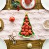Artoid Mode Christmas Trees Green Soft Plush Faux Fur Jacquard Christmas Table Runner, Holiday Kitchen Dining Table Decoration for Home Party Decor 13×72 Inch(Pink)