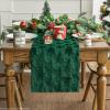 Artoid Mode Christmas Trees Green Soft Plush Faux Fur Jacquard Christmas Table Runner, Holiday Kitchen Dining Table Decoration for Home Party Decor 13×72 Inch(Green)