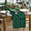 Artoid Mode Green Christmas Trees Soft Plush Faux Fur Jacquard Christmas Table Runner, Holiday Kitchen Dining Table Decoration for Home Party Decor 13×72 Inch(Green)