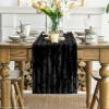 Artoid Mode Red Soft Plush Faux Fur Jacquard Table Runner, Holiday Seasonal Kitchen Dining Table Decoration for Home Party Decor 13×72 Inch(Black)