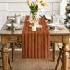 Artoid Mode Red Soft Plush Faux Fur Jacquard Table Runner, Holiday Seasonal Kitchen Dining Table Decoration for Home Party Decor 13×72 Inch(Caramel)