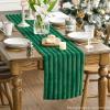 Artoid Mode Red Soft Plush Faux Fur Jacquard Table Runner, Holiday Seasonal Kitchen Dining Table Decoration for Home Party Decor 13×72 Inch(Forest Green)