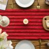 Artoid Mode Red Soft Plush Faux Fur Jacquard Table Runner, Holiday Seasonal Kitchen Dining Table Decoration for Home Party Decor 13×72 Inch(Red)