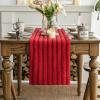Artoid Mode Red Soft Plush Faux Fur Jacquard Table Runner, Holiday Seasonal Kitchen Dining Table Decoration for Home Party Decor 13×72 Inch(Red)