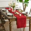 Artoid Mode Red Soft Plush Faux Fur Jacquard Table Runner, Holiday Seasonal Kitchen Dining Table Decoration for Home Party Decor 13×72 Inch(Red)