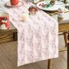 Artoid Mode Christmas Trees Green Soft Plush Faux Fur Jacquard Christmas Table Runner, Holiday Kitchen Dining Table Decoration for Home Party Decor 13×72 Inch(Pink)