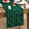 Artoid Mode Green Christmas Trees Soft Plush Faux Fur Jacquard Christmas Table Runner, Holiday Kitchen Dining Table Decoration for Home Party Decor 13×72 Inch(Green)