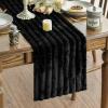 Artoid Mode Red Soft Plush Faux Fur Jacquard Table Runner, Holiday Seasonal Kitchen Dining Table Decoration for Home Party Decor 13×72 Inch(Black)