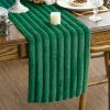 Artoid Mode Red Soft Plush Faux Fur Jacquard Table Runner, Holiday Seasonal Kitchen Dining Table Decoration for Home Party Decor 13×72 Inch(Forest Green)