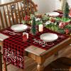 Artoid Mode Christmas Believe Buffalo Check Plaid Placemat for Dining Table, 12 x 18 Inch Winter Holiday Rustic Washable Table Mat Set of 4(Red/Black)