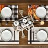 Artoid Mode Hello Fall Pumpkin Maple Leaves Buffalo Plaid Placemats for Dining Table, 12 x 18 Inch Seasonal Harvest Holiday Rustic Vintage Thanksgiving Washable Table Mats Set of 4(Black)