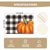 Artoid Mode Hello Fall Pumpkin Maple Leaves Buffalo Plaid Placemats for Dining Table, 12 x 18 Inch Seasonal Harvest Holiday Rustic Vintage Thanksgiving Washable Table Mats Set of 4(Black)