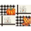 Artoid Mode Hello Fall Pumpkin Maple Leaves Buffalo Plaid Placemats for Dining Table, 12 x 18 Inch Seasonal Harvest Holiday Rustic Vintage Thanksgiving Washable Table Mats Set of 4(Black)
