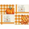 Artoid Mode Hello Fall Pumpkin Maple Leaves Buffalo Plaid Placemats for Dining Table, 12 x 18 Inch Seasonal Harvest Holiday Rustic Vintage Thanksgiving Washable Table Mats Set of 4(Orange)
