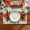 Artoid Mode Black Pumpkins Spider Web Halloween Placemats Set of 6, 12×18 Inch Seasonal Fall Holiday Table Mats for Party Kitchen Dining Decoration(Beige)
