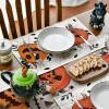 Artoid Mode Black Pumpkins Spider Web Halloween Placemats Set of 6, 12×18 Inch Seasonal Fall Holiday Table Mats for Party Kitchen Dining Decoration(Beige)