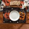 Artoid Mode Black Pumpkins Spider Web Halloween Placemats Set of 6, 12×18 Inch Seasonal Fall Holiday Table Mats for Party Kitchen Dining Decoration(Black)