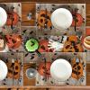 Artoid Mode Black Pumpkins Spider Web Halloween Placemats Set of 6, 12×18 Inch Seasonal Fall Holiday Table Mats for Party Kitchen Dining Decoration(Wood)