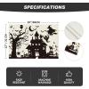 Artoid Mode Black White Spooky Haunted House Tree Ghost Witch Halloween Placemats Set of 4, 12×18 Inch Seasonal Fall Holiday Table Mats for Party Kitchen Dining Decoration(Beige)