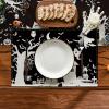 Artoid Mode Black White Spooky Haunted House Tree Ghost Witch Halloween Placemats Set of 4, 12×18 Inch Seasonal Fall Holiday Table Mats for Party Kitchen Dining Decoration(Black)