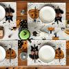 Artoid Mode Ghost Cat Halloween Round Placemats Set of 6, 14 Inch Table Mats for Party Kitchen Dining(Beige)