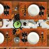 Artoid Mode Ghost Cat Halloween Round Placemats Set of 6, 14 Inch Table Mats for Party Kitchen Dining(Orange)