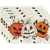 Artoid Mode Black Pumpkins Spider Web Halloween Placemats Set of 6, 12×18 Inch Seasonal Fall Holiday Table Mats for Party Kitchen Dining Decoration(Beige)
