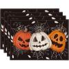 Artoid Mode Black Pumpkins Spider Web Halloween Placemats Set of 6, 12×18 Inch Seasonal Fall Holiday Table Mats for Party Kitchen Dining Decoration(Black)