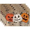 Artoid Mode Black Pumpkins Spider Web Halloween Placemats Set of 6, 12×18 Inch Seasonal Fall Holiday Table Mats for Party Kitchen Dining Decoration(Wood)