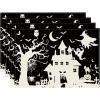 Artoid Mode Black White Spooky Haunted House Tree Ghost Witch Halloween Placemats Set of 4, 12×18 Inch Seasonal Fall Holiday Table Mats for Party Kitchen Dining Decoration(Black)