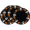 Artoid Mode Ghost Cat Halloween Round Placemats Set of 6, 14 Inch Table Mats for Party Kitchen Dining(Black/Orange)
