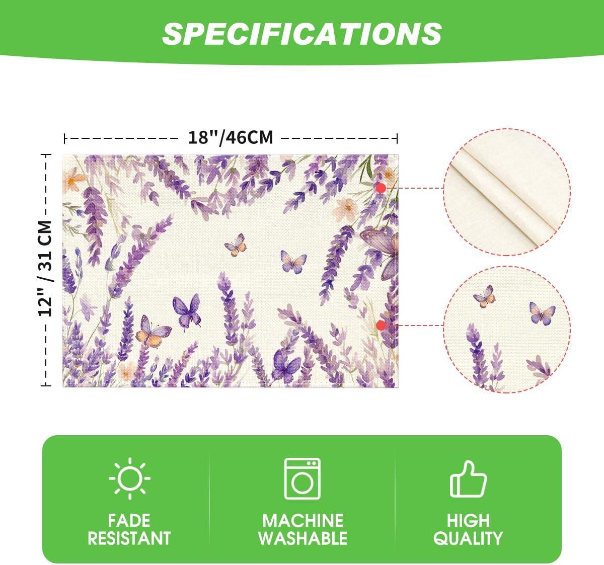 imageArtoid Mode Lavender Floral Flowers Spring Round Placemats Set of 4 14 Inch Seasonal Table Mats for Party Kitchen Dining DecorationLavender
