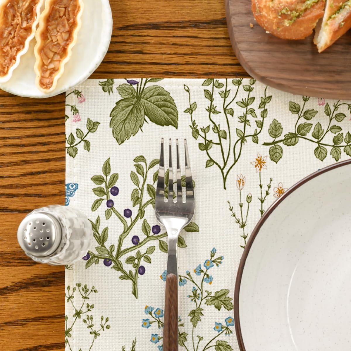 imageArtoid Mode Wildflowers Floral Spring Placemats Set of 4 12x18 Inch Seasonal Summer Butterfly Table Mats for Party Kitchen Dining Decoration