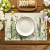 Artoid Mode Daisy Eucalyptus Lavender Floral Leaves Spring Placemats Set of 4,12×18 Inch Seasonal Table Mats for Party Kitchen Dining Decoration(Beige)
