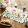 Artoid Mode Floral Butterfly Summer Round Placemats Set of 4, 14 Inch Seasonal Spring Placemats for Party Kitchen Dining Summer Decoration(Beige)