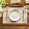 Artoid Mode Floral Cherry Blossoms Branches Spring Placemats Set of 4, 12×18 Inch Seasonal Summer Table Mats for Party Kitchen Dining Decoration(Pink)