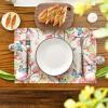 Artoid Mode Flowers Bird Butterfly Spring Round Placemats Set of 4, 14 Inch Summer Round Table Mats for Dining Decoration(Beige)