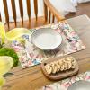 Artoid Mode Flowers Bird Butterfly Spring Round Placemats Set of 4, 14 Inch Summer Round Table Mats for Dining Decoration(Beige)