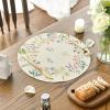 Artoid Mode Flowers Floral Spring Round Placemats Set of 4, 14 Inch Summer Holiday Round Table Mats for Dining Decoration(Beige)