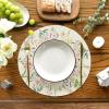 Artoid Mode Flowers Floral Spring Round Placemats Set of 4, 14 Inch Summer Holiday Round Table Mats for Dining Decoration(Beige)